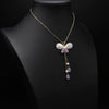 Wholesale Retro Natural Pearl Necklace With Shell Butterfly Pendant Amethyst Tassel And Geometric Pattern Copper 18K Gold Plated
