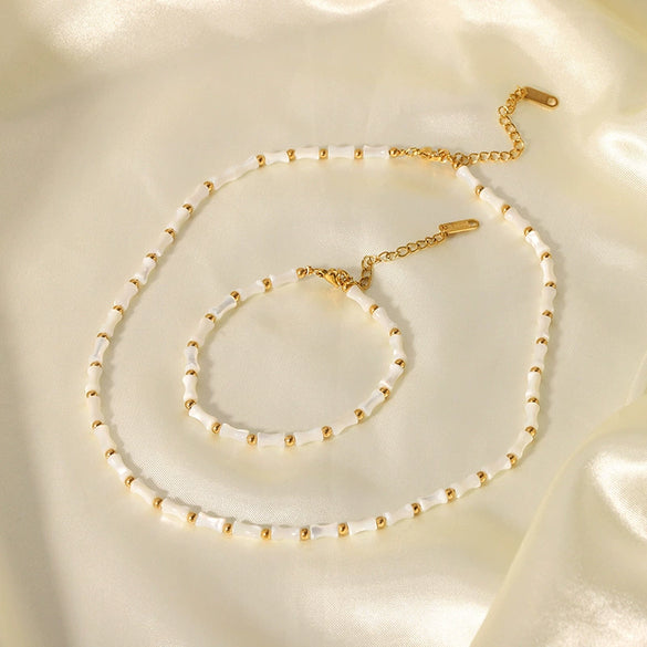 Wholesale Retro Natural Shell Slub Clavicle Chain Necklace For Women Stainless Steel Gold Plated With Vacuum Real Gold Electroplating In Pvd Furnace