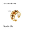 Wholesale Retro Natural Stone And Zircon Ring And Bracelet For Women Titanium Steel Open Ring With Set Precious Stones Geometric Styling
