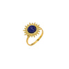 Wholesale Retro Natural Stone Opening Ring With Sunflower Pattern In Titanium Steel Vacuum Real Gold In Pvd Furnace Treatment For Women