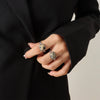 Wholesale Retro Natural Stone Tiger Eye Stone Inlay Geometric Opening Ring With Titanium Steel And Electroplating For Unisex