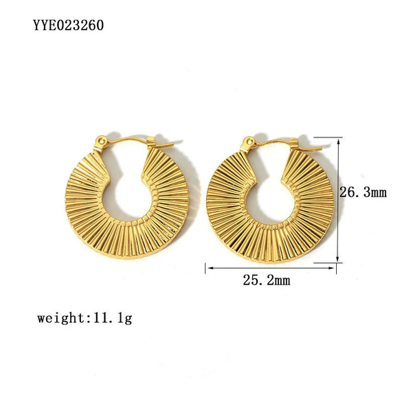 Wholesale Retro New Stainless Steel Fanshaped Earrings With Geometric And U Shape Patterns Electroplated For Women