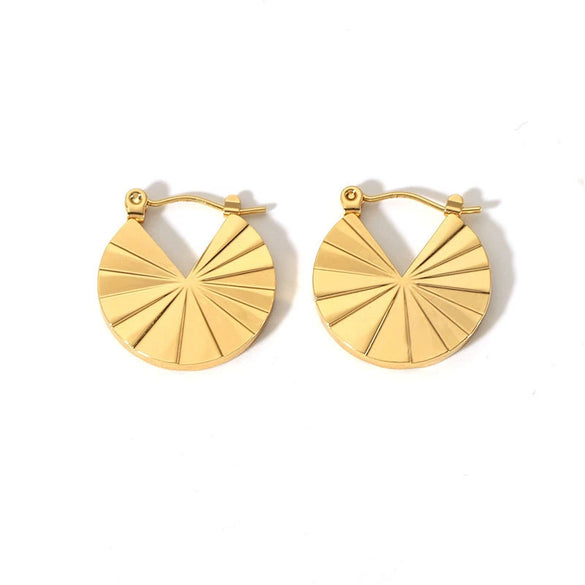 Wholesale Retro New Stainless Steel Fanshaped Earrings With Geometric And U Shape Patterns Electroplated For Women