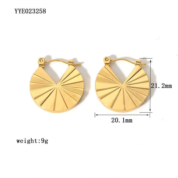Wholesale Retro New Stainless Steel Fanshaped Earrings With Geometric And U Shape Patterns Electroplated For Women