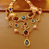 Wholesale Retro Niche Design Alloy Diamond Pearl Water Drop Clavicle Necklace With Geometric Style
