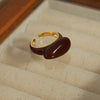 Wholesale Retro Niche Design Copper Enamel Glaze Drop Shaped Opening Ring Jewelry For Women