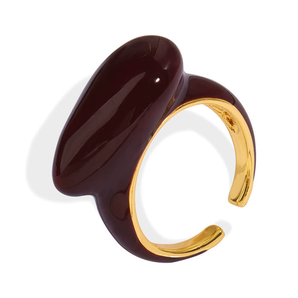 Wholesale Retro Niche Design Copper Enamel Glaze Drop Shaped Opening Ring Jewelry For Women