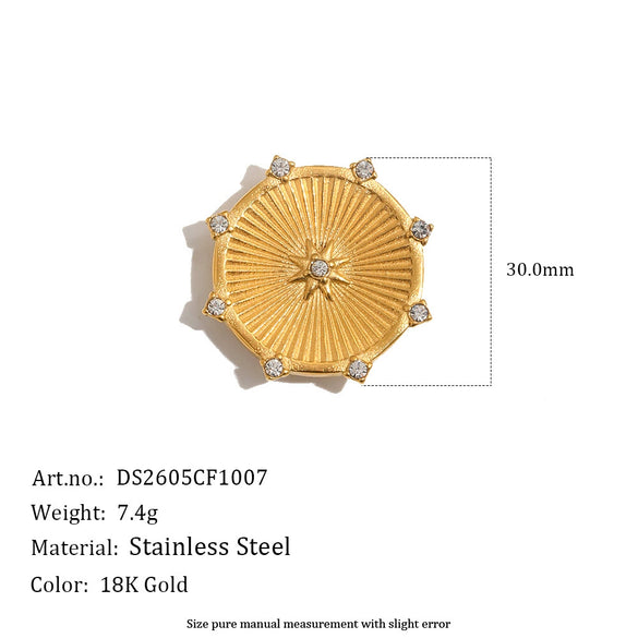 Wholesale Retro Niche Fashion Jewelry Accessories Stainless Steel 18K Goldplated Eyeshaped Faux Pearl Flower Suit Button