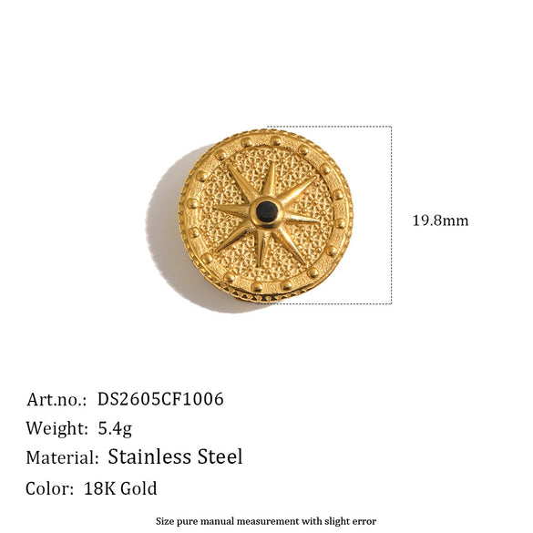 Wholesale Retro Niche Fashion Jewelry Accessories Stainless Steel 18K Goldplated Eyeshaped Faux Pearl Flower Suit Button