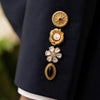 Wholesale Retro Niche Fashion Jewelry Accessories Stainless Steel 18K Goldplated Eyeshaped Faux Pearl Flower Suit Button