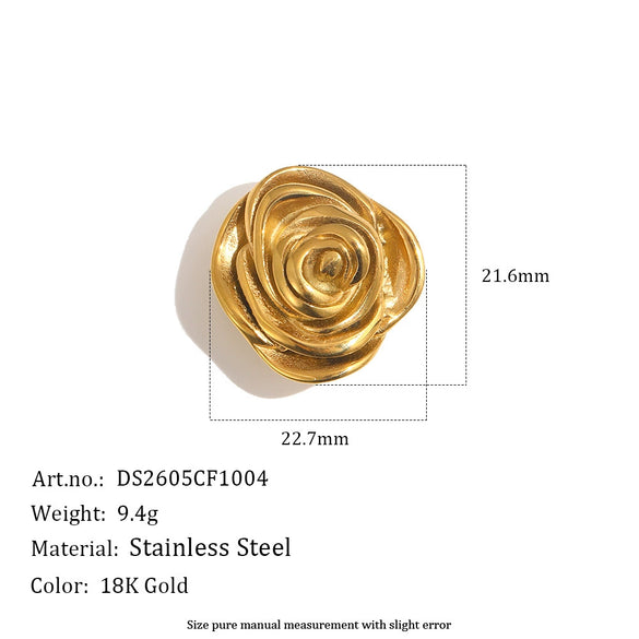 Wholesale Retro Niche Fashion Jewelry Accessories Stainless Steel 18K Goldplated Eyeshaped Faux Pearl Flower Suit Button