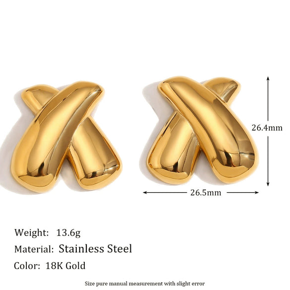 Wholesale Retro Niche High End Geometric Irregular Women's Earrings Stainless Steel 18K Gold Plated