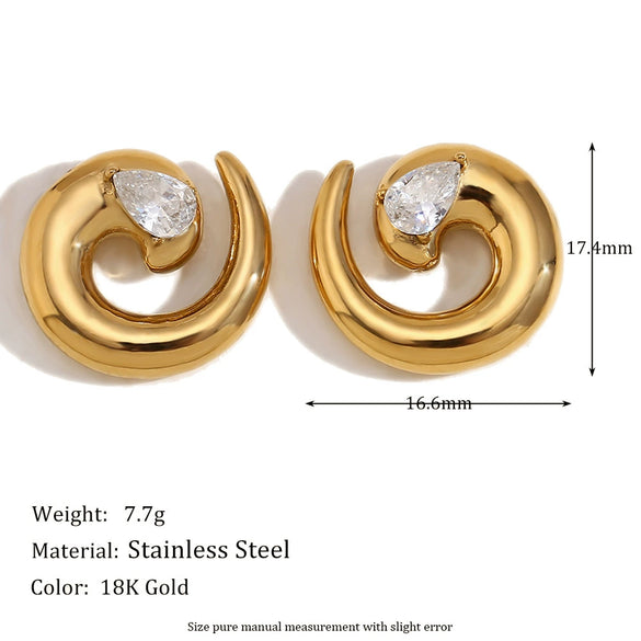 Wholesale Retro Niche High End Geometric Irregular Women's Earrings Stainless Steel 18K Gold Plated