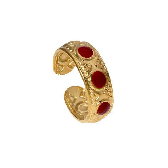Wholesale Retro Nonfading 18K Goldplated Geometric Stainless Steel Finger Ring For Women