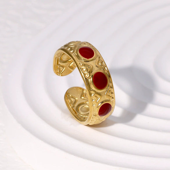 Wholesale Retro Nonfading 18K Goldplated Geometric Stainless Steel Finger Ring For Women