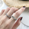 Wholesale Retro Old Square Agate Open Ring In S925 Sterling Silver With Geometric Design