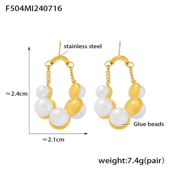 Wholesale Retro Pearl Earrings For Women Stainless Steel 18K Gold Plated High Temperament Design Simple All Match