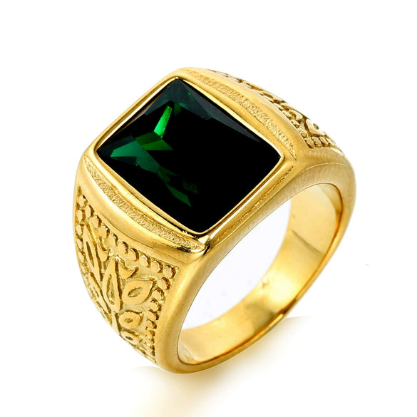 Wholesale Retro Personality Gold Geometric Pattern Titanium Steel Ring For Men And Women With Polishing Treatment