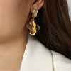 Wholesale Retro Personality Irregular Copper Enamel Glaze Cow Pattern Dripping Oil Earrings For Women