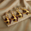 Wholesale Retro Personality Irregular Copper Enamel Glaze Cow Pattern Dripping Oil Earrings For Women