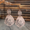 Wholesale Retro Plant Wooden Earrings With Plaid Irregular Shape And Printing