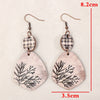 Wholesale Retro Plant Wooden Earrings With Plaid Irregular Shape And Printing