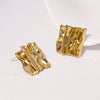 Wholesale Retro Pleated Irregular Geometric Stainless Steel Goldplated Ear Studs For Women