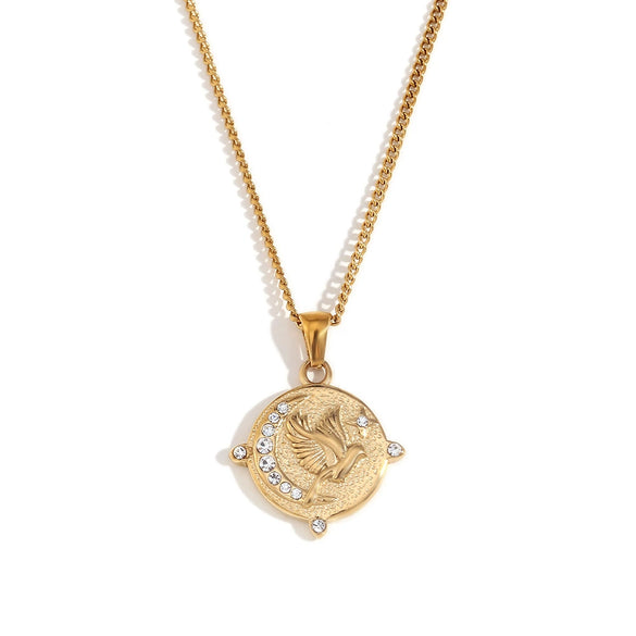 Wholesale Retro Popular Fashion Pendant Jewelry Stainless Steel Rectangular Geometric Oil Dropping Zircon Tarot Necklace With Electroplating