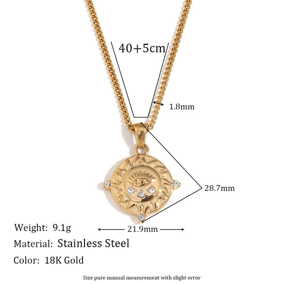 Wholesale Retro Popular Fashion Pendant Jewelry Stainless Steel Rectangular Geometric Oil Dropping Zircon Tarot Necklace With Electroplating