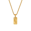 Wholesale Retro Popular Fashion Pendant Jewelry Stainless Steel Rectangular Geometric Oil Dropping Zircon Tarot Necklace With Electroplating