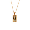 Wholesale Retro Popular Fashion Pendant Jewelry Stainless Steel Rectangular Geometric Oil Dropping Zircon Tarot Necklace With Electroplating