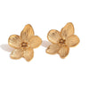 Wholesale Retro Popular Women's Stainless Steel Earrings 18K Gold Plated Casting Three Dimensional Flower Studs Electroplated