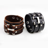 Wholesale Retro Punk Bracelet Cowhide Leather With Nailing Letters Numbers Text Design Unisex
