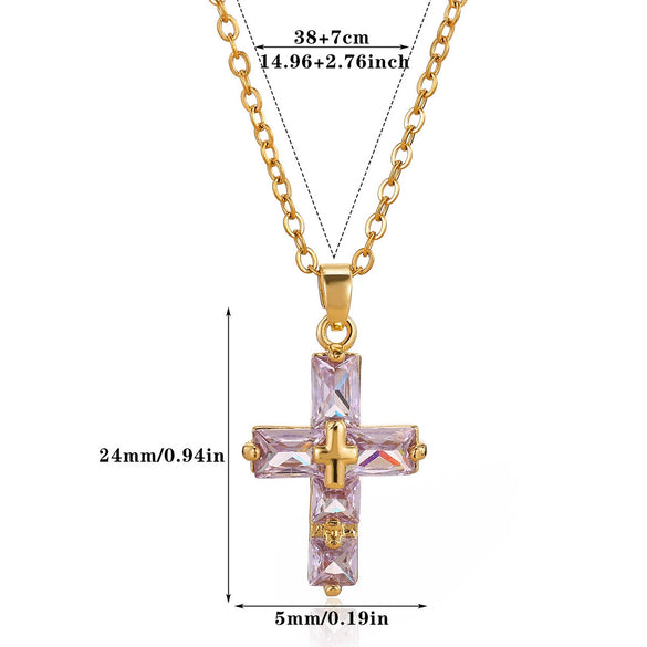 Wholesale Retro Punk Cross Stainless Steel Gold Electroplated Necklace For Unisex