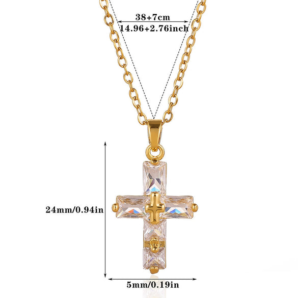 Wholesale Retro Punk Cross Stainless Steel Gold Electroplated Necklace For Unisex