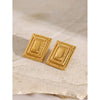 Wholesale Retro Rectangular Three Layer Geometric Stainless Steel Earrings With Electroplating