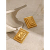 Wholesale Retro Rectangular Three Layer Geometric Stainless Steel Earrings With Electroplating