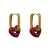 Wholesale Retro Red Lovely Heart Shaped Women's High Grade Light Luxury Silver Pin Earrings Made Of Metal