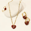Wholesale Retro Red Lovely Heart Shaped Women's High Grade Light Luxury Silver Pin Earrings Made Of Metal