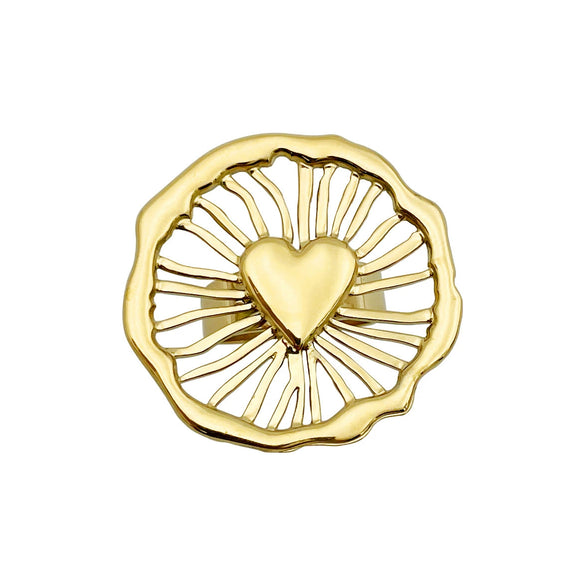 Wholesale Retro Ring Heart Shape Geometric Stainless Steel Electroplated For Women