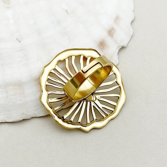Wholesale Retro Ring Heart Shape Geometric Stainless Steel Electroplated For Women