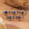 Wholesale Retro Silver Ring Set With Gemstones For Female