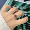 Wholesale Retro Silver Ring Set With Gemstones For Female