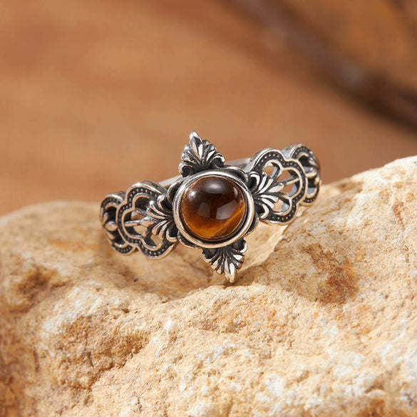 Wholesale Retro Silver Ring Set With Gemstones For Female