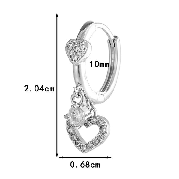 Wholesale Retro Simple And Versatile Copper Inlaid Heartshaped Zircon Women's Earrings