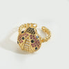 Wholesale Retro Simple Animal Style Geometric Beetleshaped Copper Ring With Zircon Inlaid For Women Electroplated