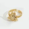 Wholesale Retro Simple Animal Style Geometric Beetleshaped Copper Ring With Zircon Inlaid For Women Electroplated