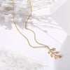 Wholesale Retro Simple Leaf Long Necklace For Women Alloy Material With Electroplating Treatment Water Wave Chain