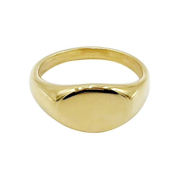 Wholesale Retro Simple Personality Oval Glossy Geometric Stainless Steel Goldplated Ring