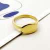 Wholesale Retro Simple Personality Oval Glossy Geometric Stainless Steel Goldplated Ring